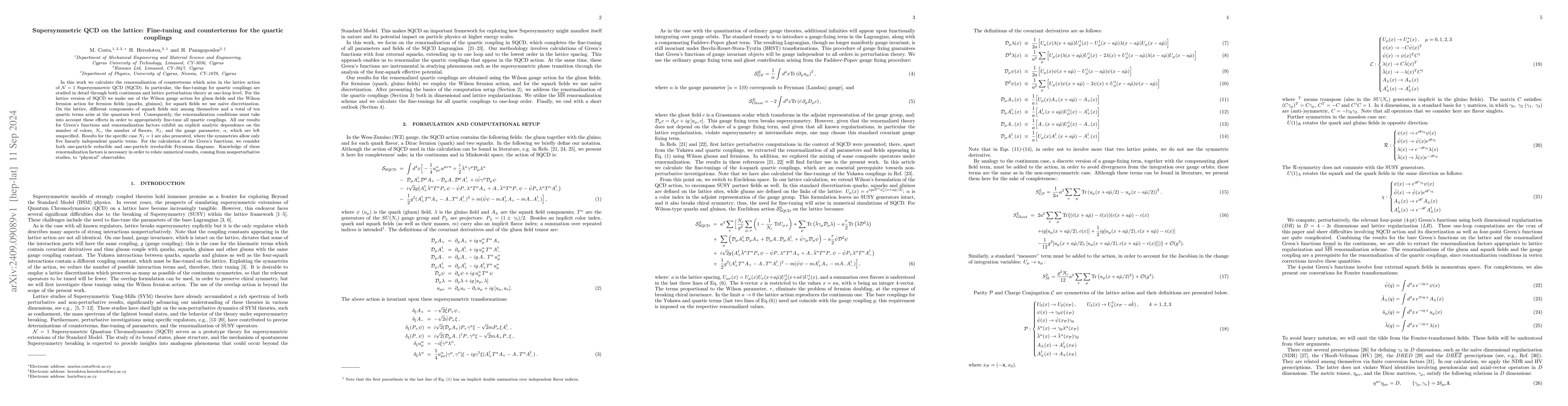 Thumbnail for Supersymmetric QCD on the lattice: Fine-tuning and counterterms for the
  quartic couplings