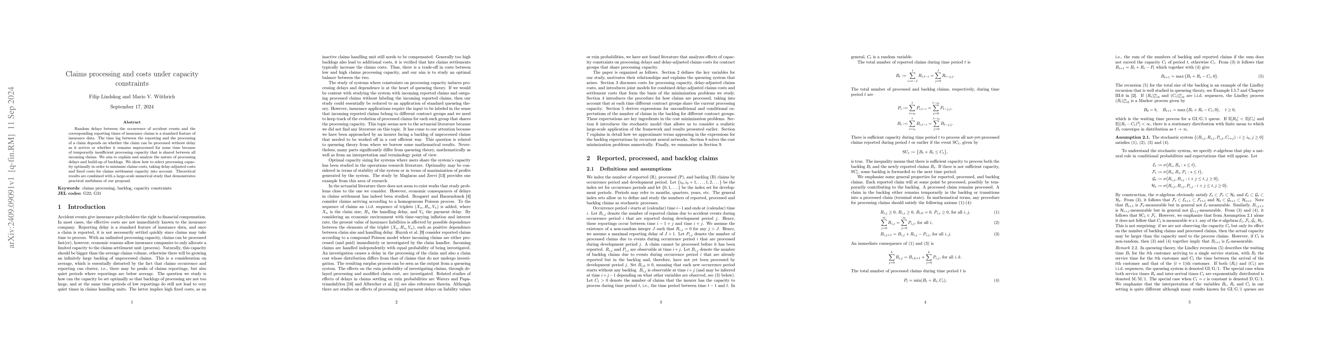 Thumbnail for Claims processing and costs under capacity constraints