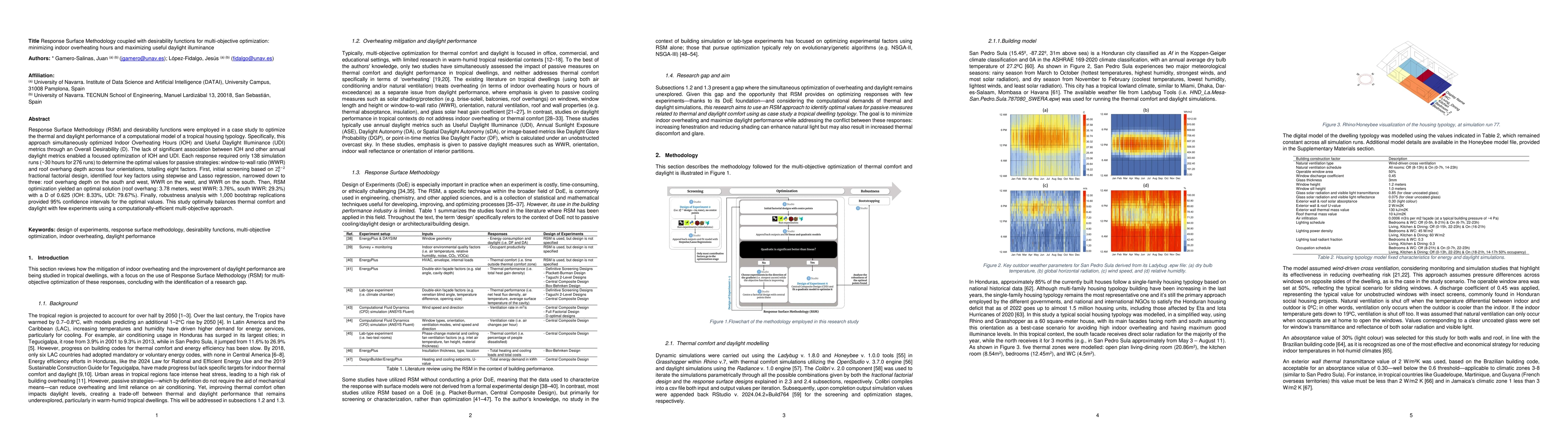 Thumbnail for Response Surface Methodology coupled with desirability functions for
  multi-objective optimization: minimizing indoor overheating hours and
  maximizing useful daylight illuminance