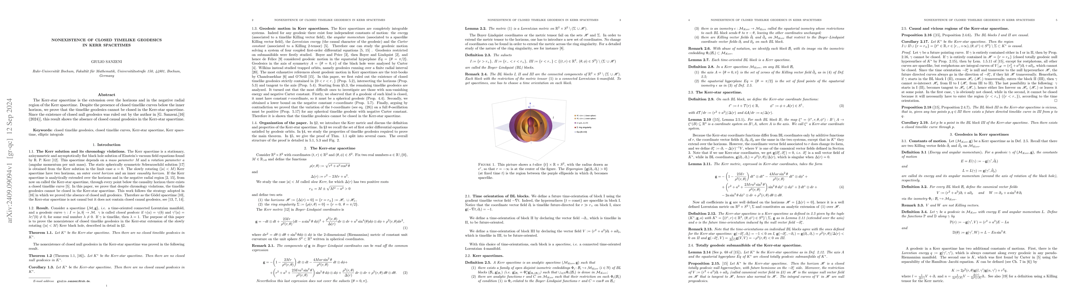 Thumbnail for Nonexistence of closed timelike geodesics in Kerr spacetimes