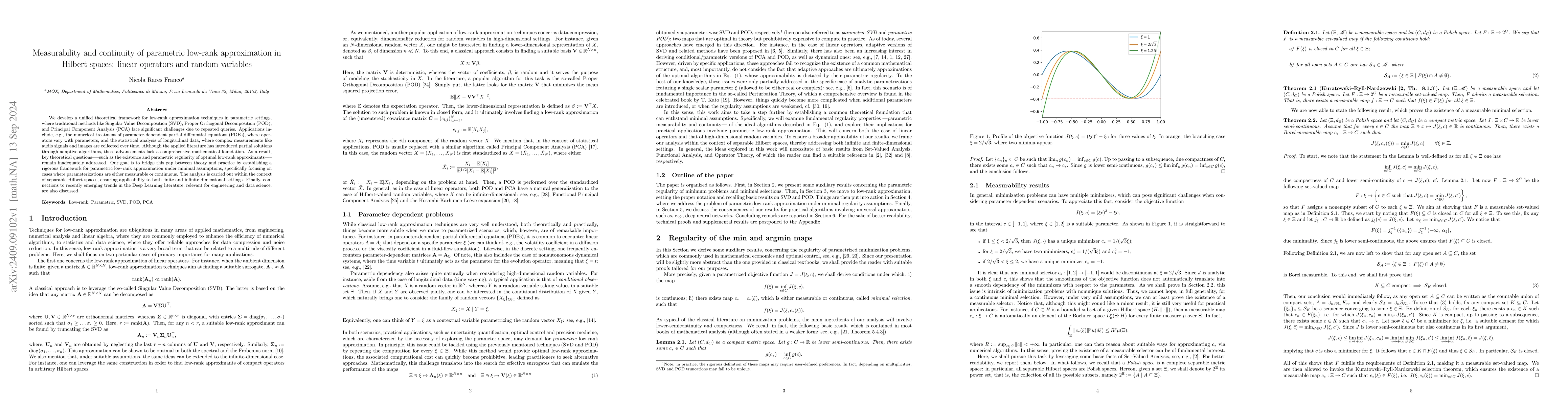 Thumbnail for Measurability and continuity of parametric low-rank approximation in
  Hilbert spaces: linear operators and random variables