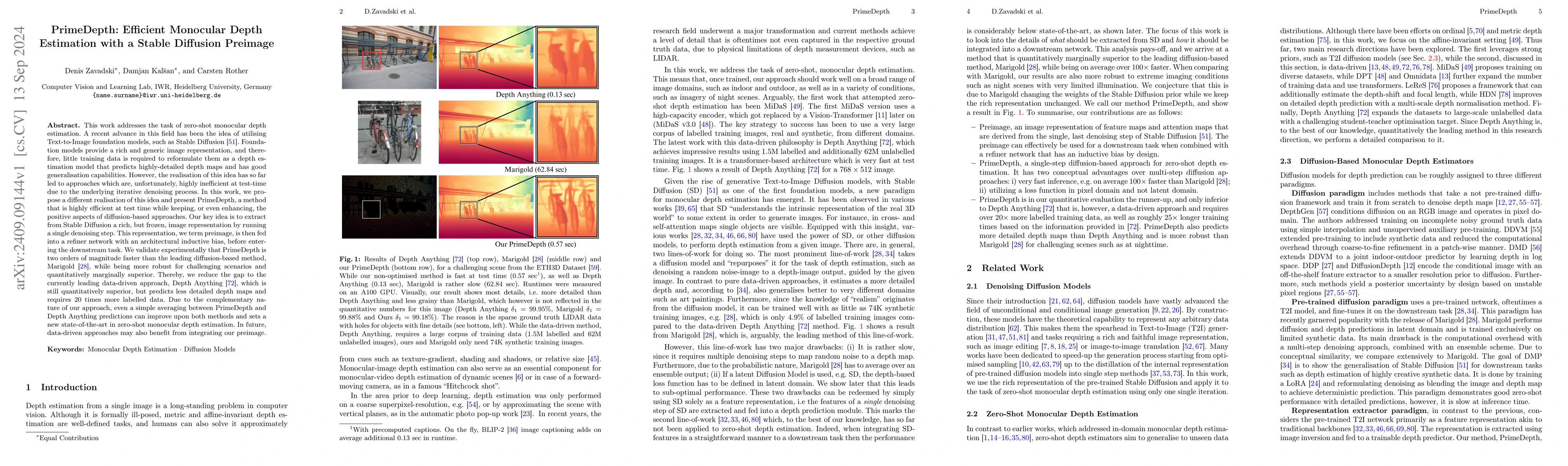 Thumbnail for PrimeDepth: Efficient Monocular Depth Estimation with a Stable Diffusion
  Preimage