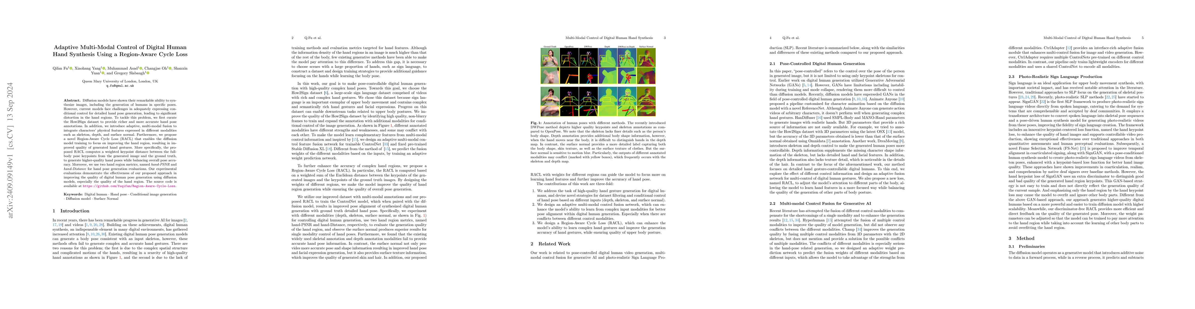 Thumbnail for Adaptive Multi-Modal Control of Digital Human Hand Synthesis Using a
  Region-Aware Cycle Loss
