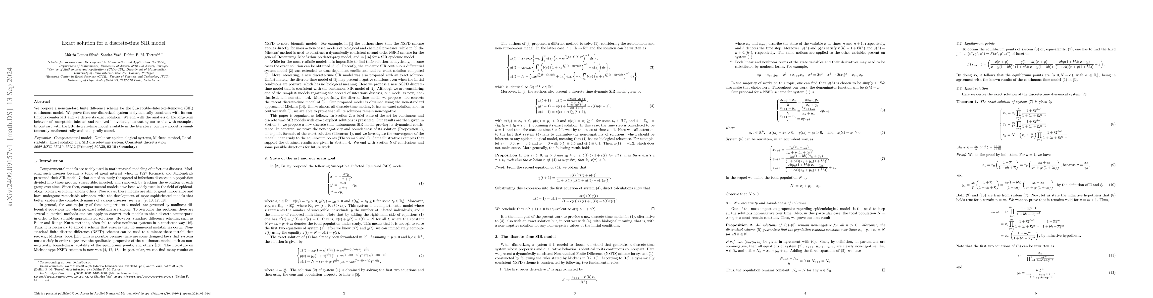Thumbnail for Exact solution for a discrete-time SIR model