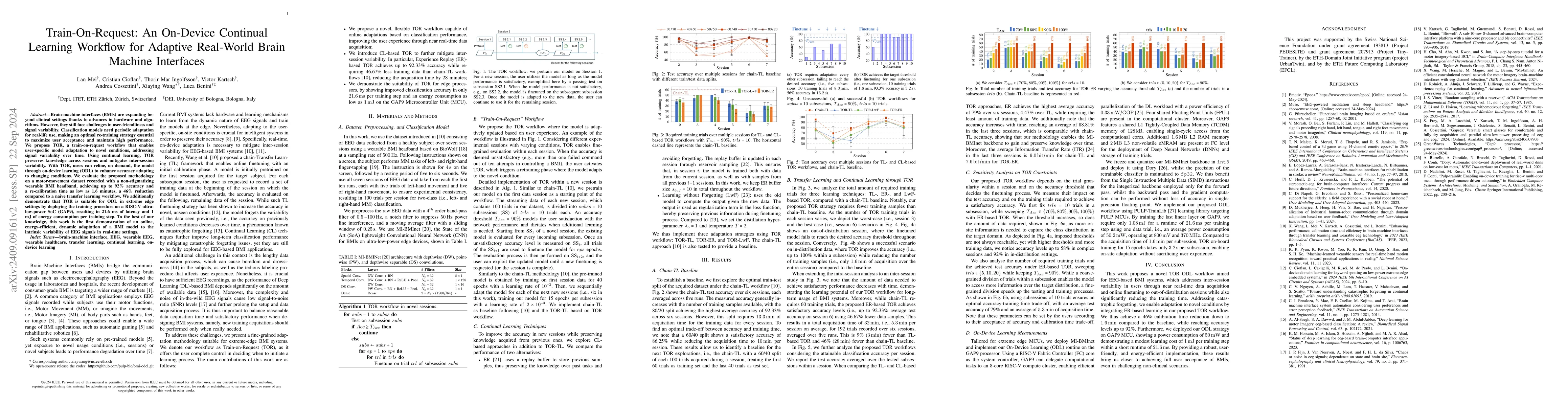 Thumbnail for Train-On-Request: An On-Device Continual Learning Workflow for Adaptive
  Real-World Brain Machine Interfaces