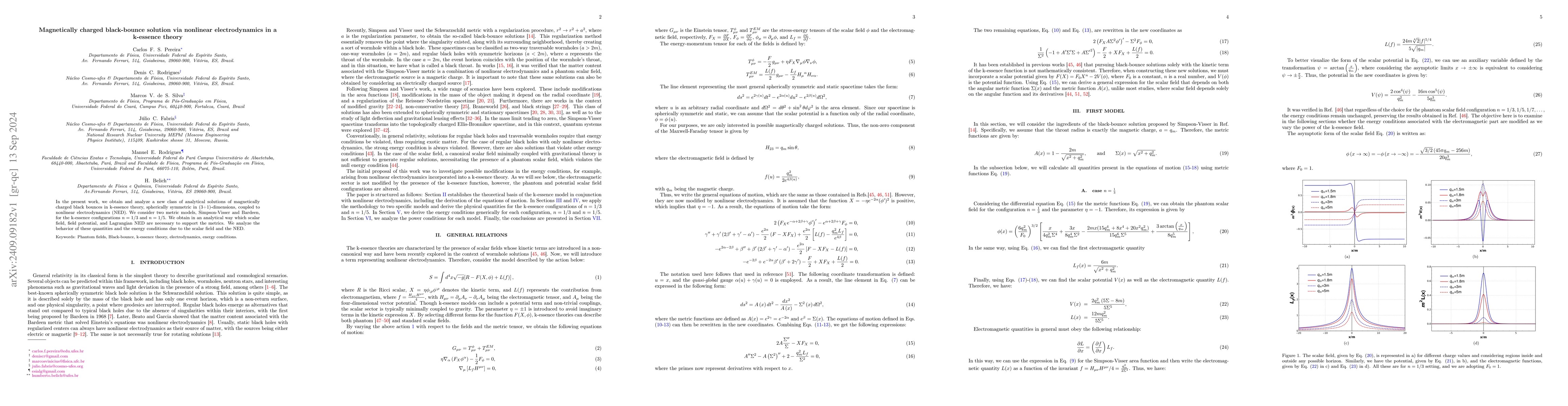 Thumbnail for Magnetically charged black-bounce solution via nonlinear electrodynamics
  in a k-essence theory