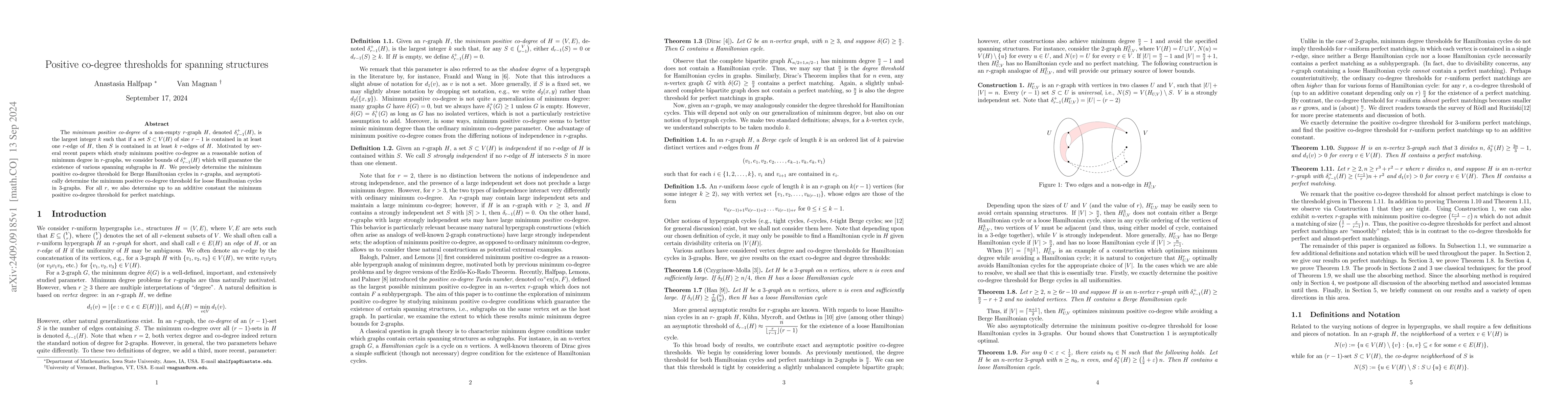 Thumbnail for Positive co-degree thresholds for spanning structures