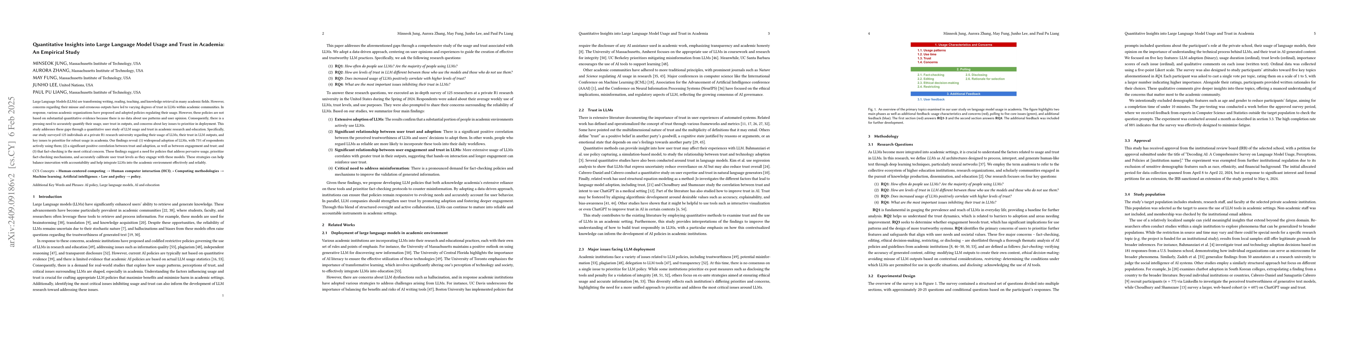 Thumbnail for Quantitative Insights into Language Model Usage and Trust in Academia:
  An Empirical Study