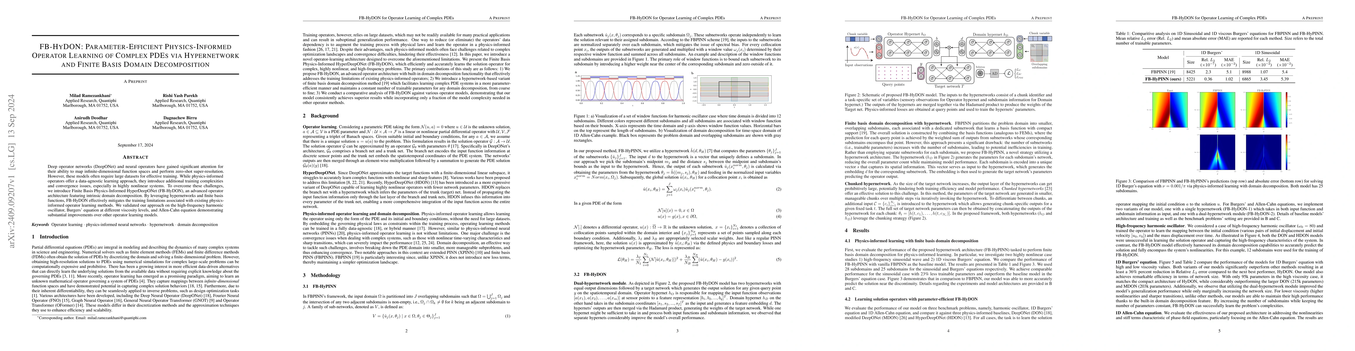 Thumbnail for FB-HyDON: Parameter-Efficient Physics-Informed Operator Learning of
  Complex PDEs via Hypernetwork and Finite Basis Domain Decomposition