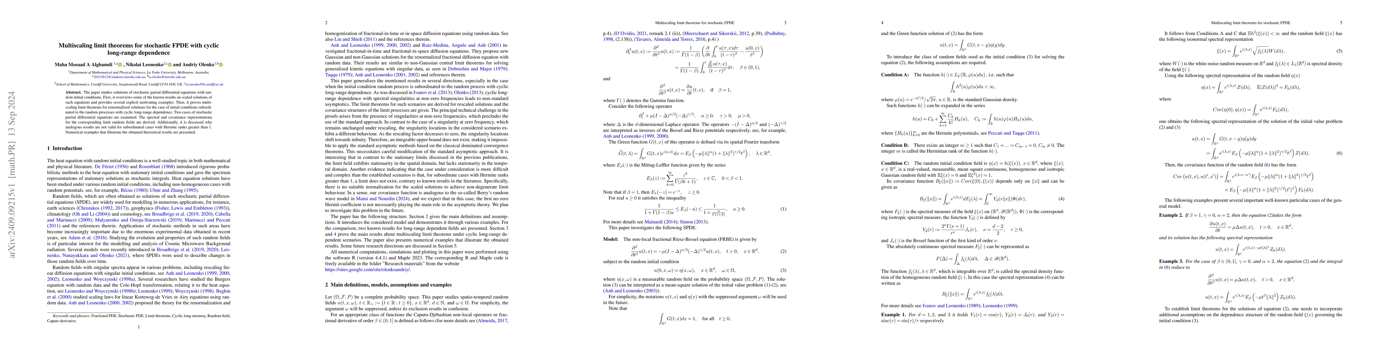 Thumbnail for Multiscaling limit theorems for stochastic FPDE with cyclic long-range
  dependence