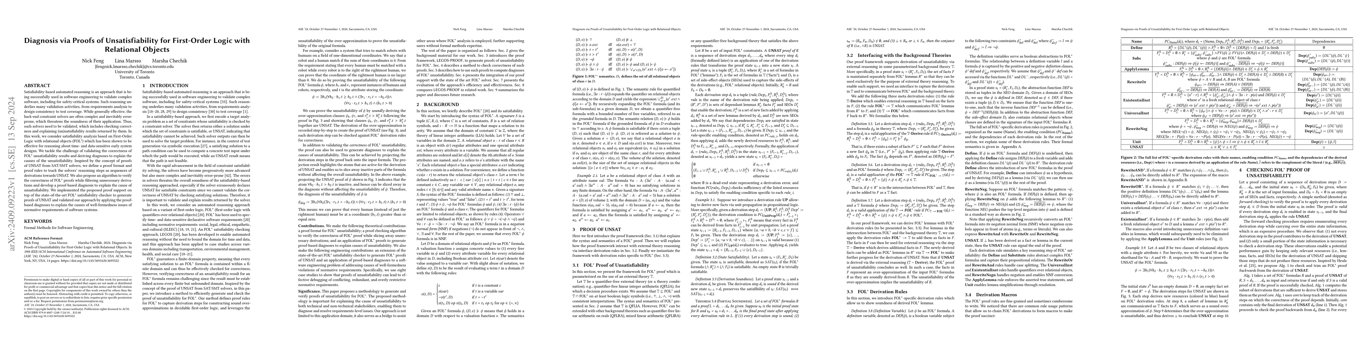 Thumbnail for Diagnosis via Proofs of Unsatisfiability for First-Order Logic with
  Relational Objects