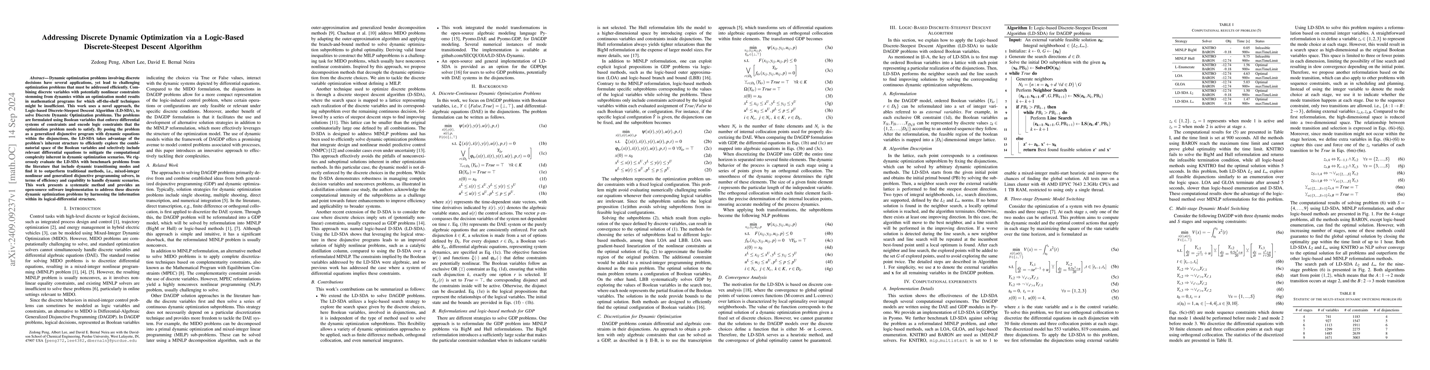 Thumbnail for Addressing Discrete Dynamic Optimization via a Logic-Based
  Discrete-Steepest Descent Algorithm