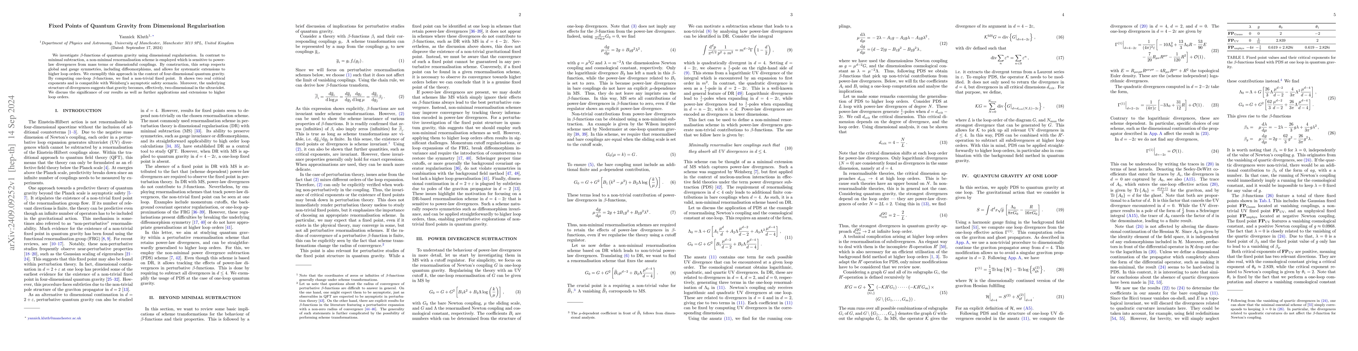 Thumbnail for Fixed Points of Quantum Gravity from Dimensional Regularisation