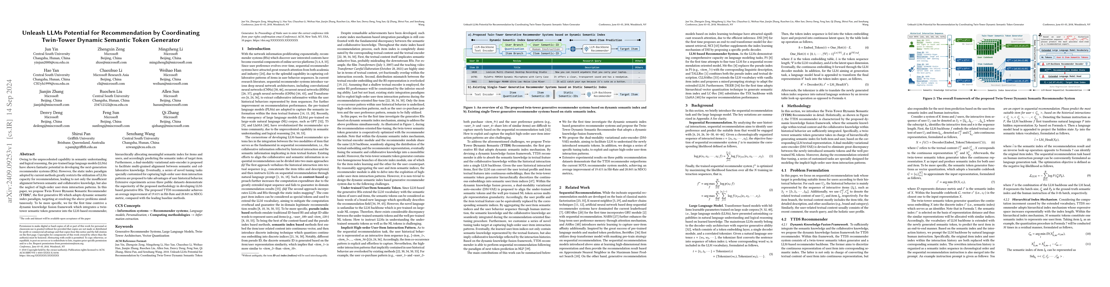 Thumbnail for Unleash LLMs Potential for Recommendation by Coordinating Twin-Tower
  Dynamic Semantic Token Generator