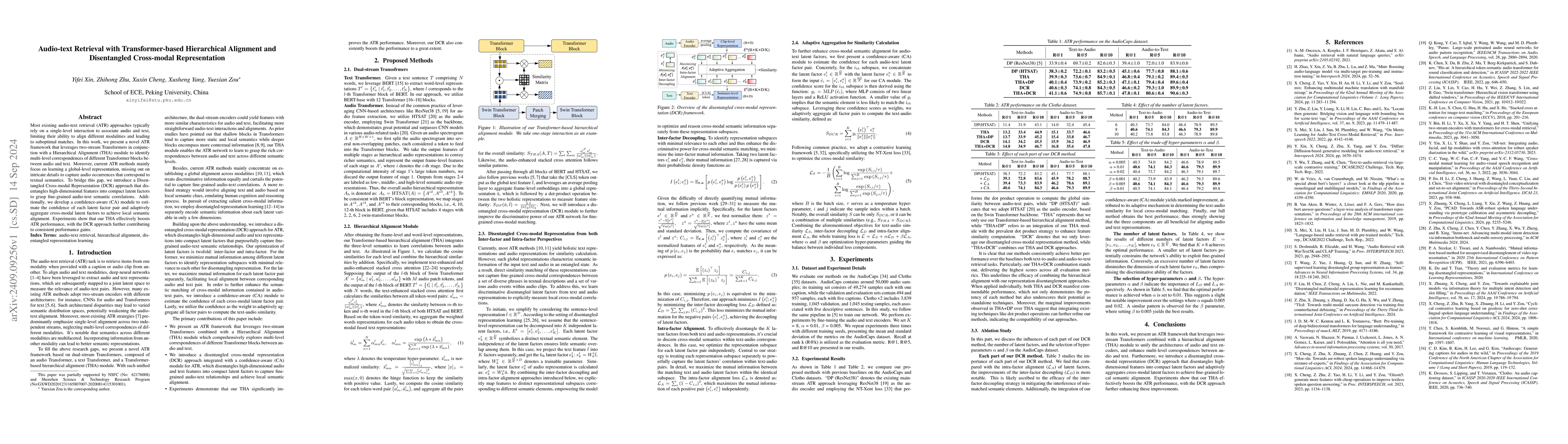 Thumbnail for Audio-text Retrieval with Transformer-based Hierarchical Alignment and
  Disentangled Cross-modal Representation