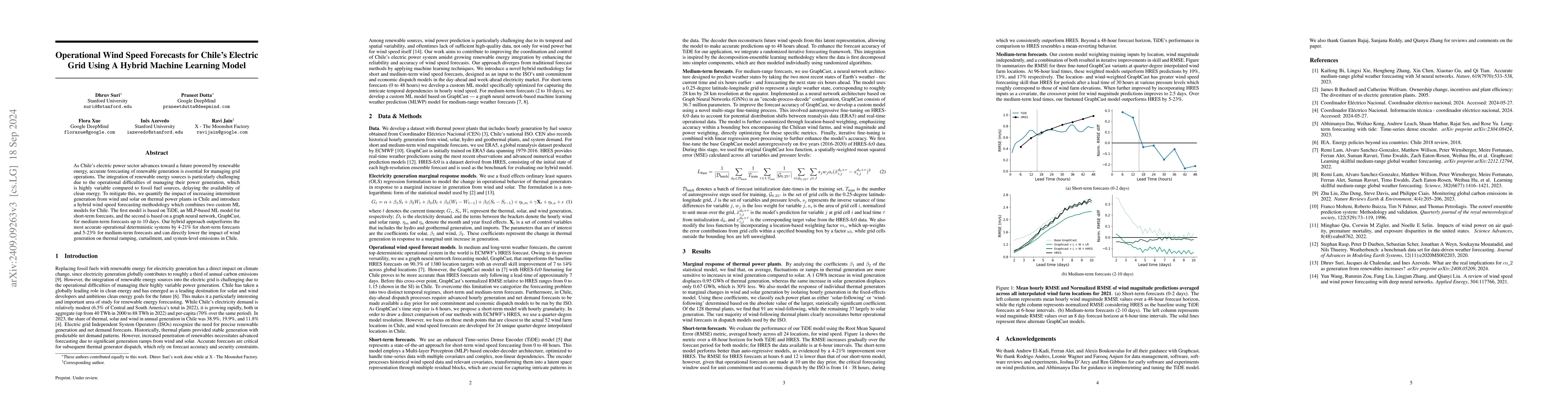 Thumbnail for Operational Wind Speed Forecasts for Chile's Electric Power Sector Using
  a Hybrid ML Model
