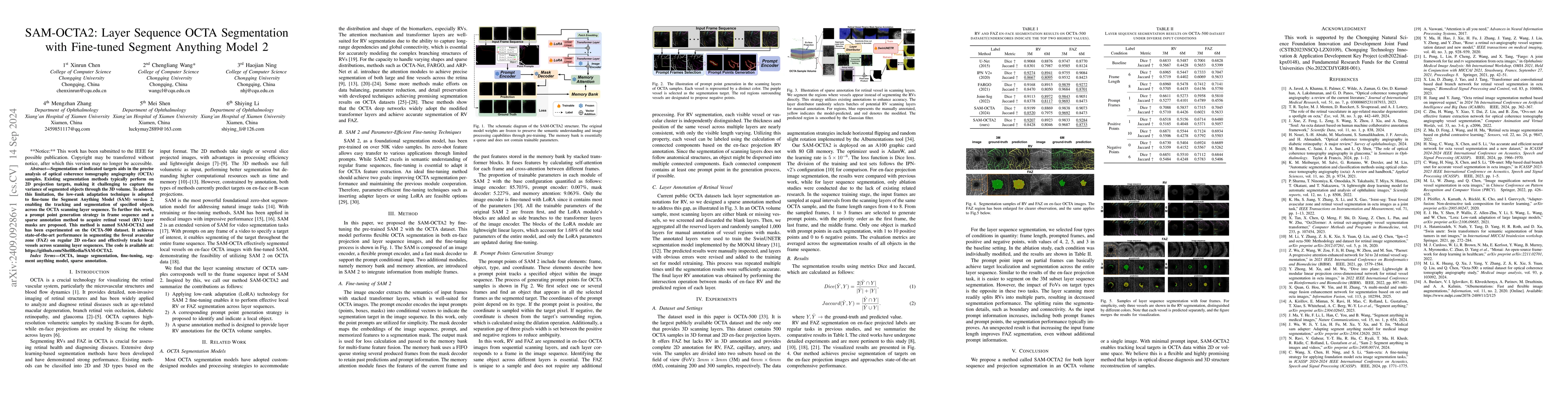Thumbnail for SAM-OCTA2: Layer Sequence OCTA Segmentation with Fine-tuned Segment
  Anything Model 2