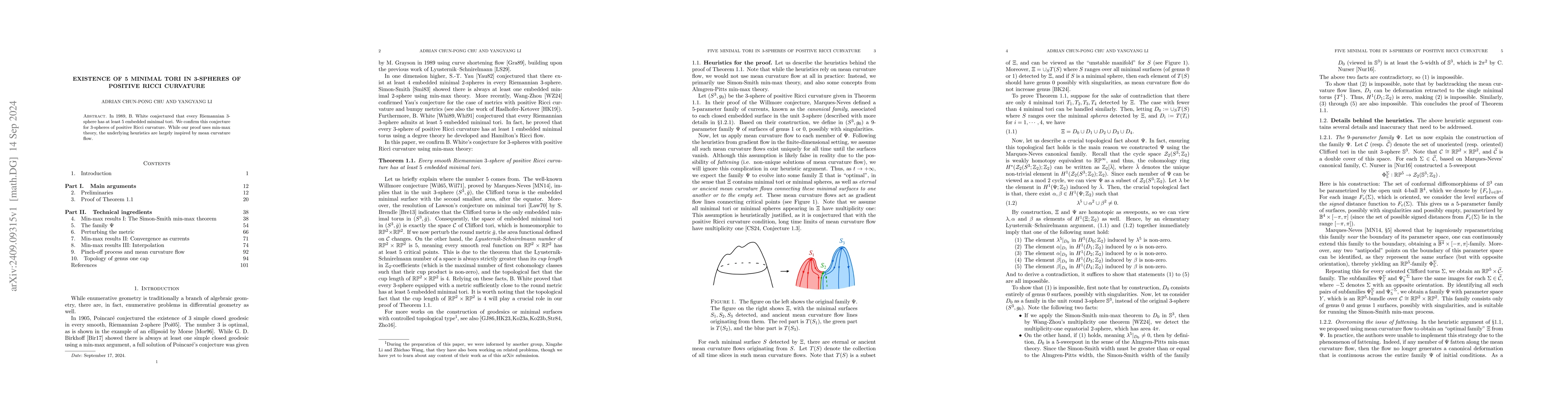 Thumbnail for Existence of 5 minimal tori in 3-spheres of positive Ricci curvature