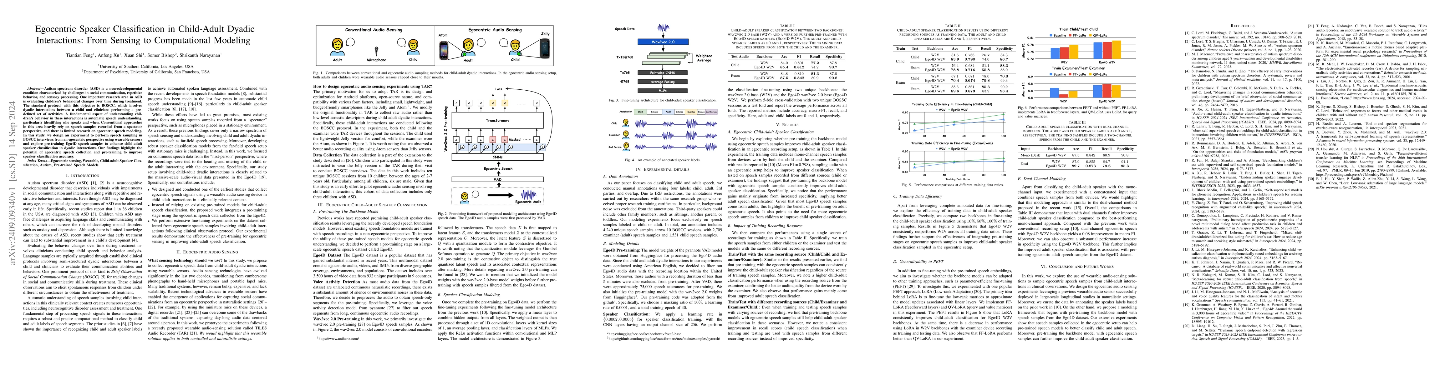 Thumbnail for Egocentric Speaker Classification in Child-Adult Dyadic Interactions:
  From Sensing to Computational Modeling