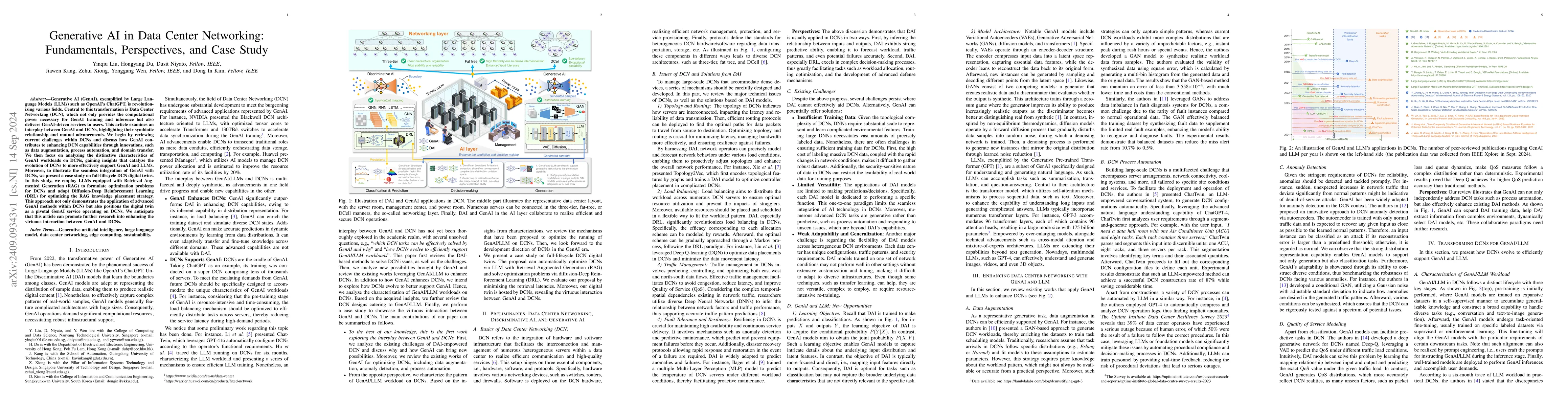 Thumbnail for Generative AI in Data Center Networking: Fundamentals, Perspectives, and
  Case Study