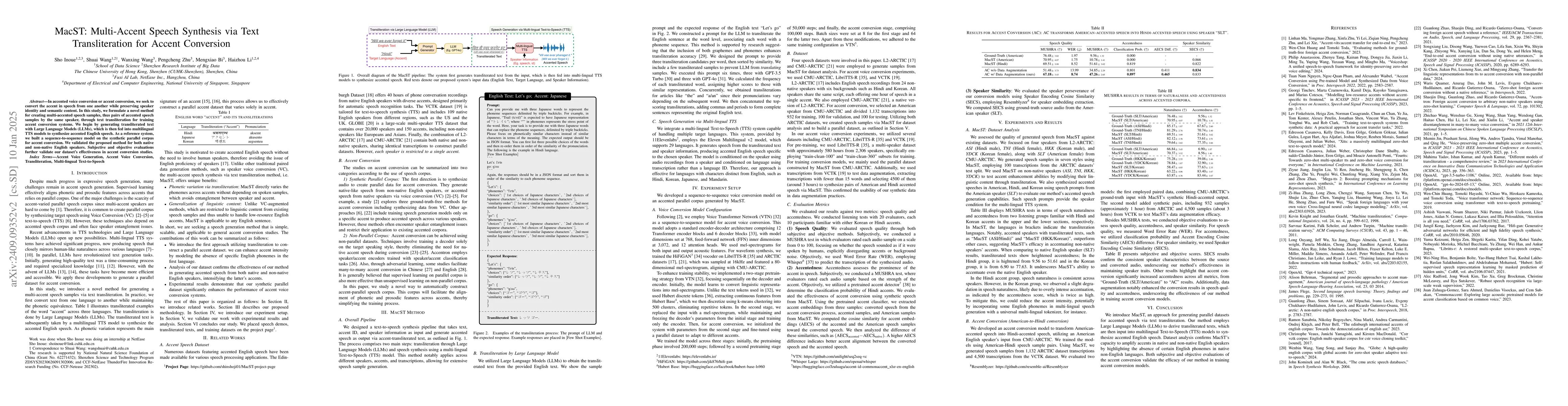 Thumbnail for MacST: Multi-Accent Speech Synthesis via Text Transliteration for Accent
  Conversion