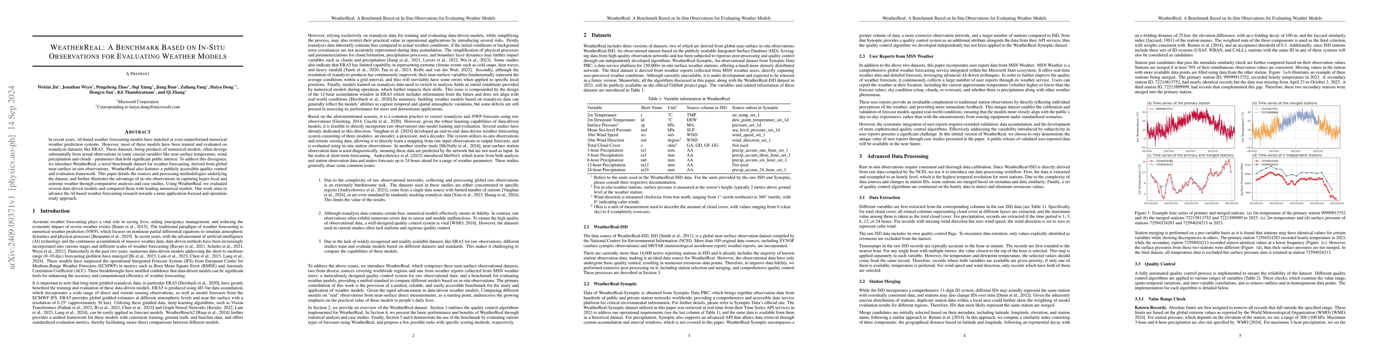 Thumbnail for WeatherReal: A Benchmark Based on In-Situ Observations for Evaluating
  Weather Models