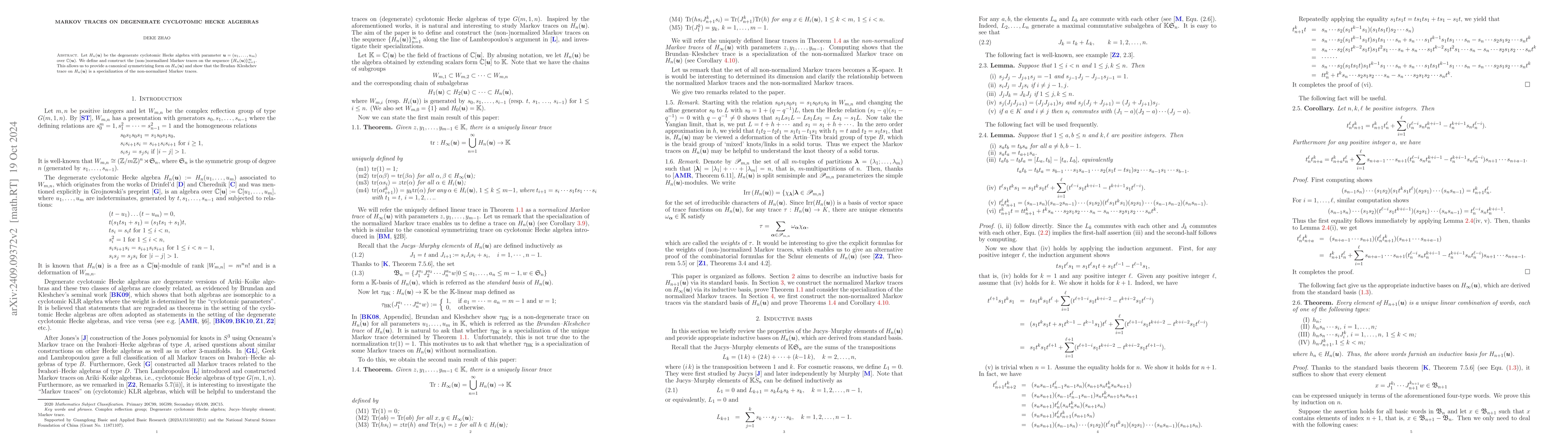 Thumbnail for Markov traces on degenerate cyclotomic Hecke algebras