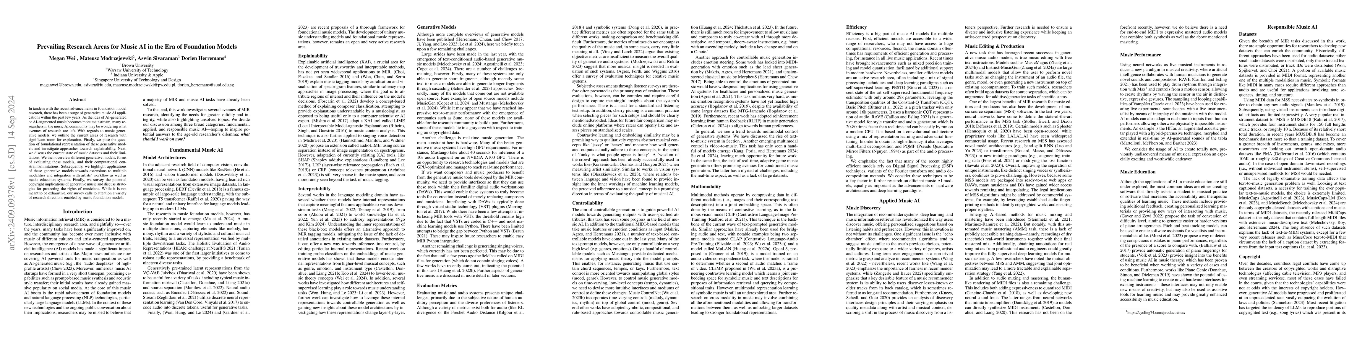 Thumbnail for Prevailing Research Areas for Music AI in the Era of Foundation Models