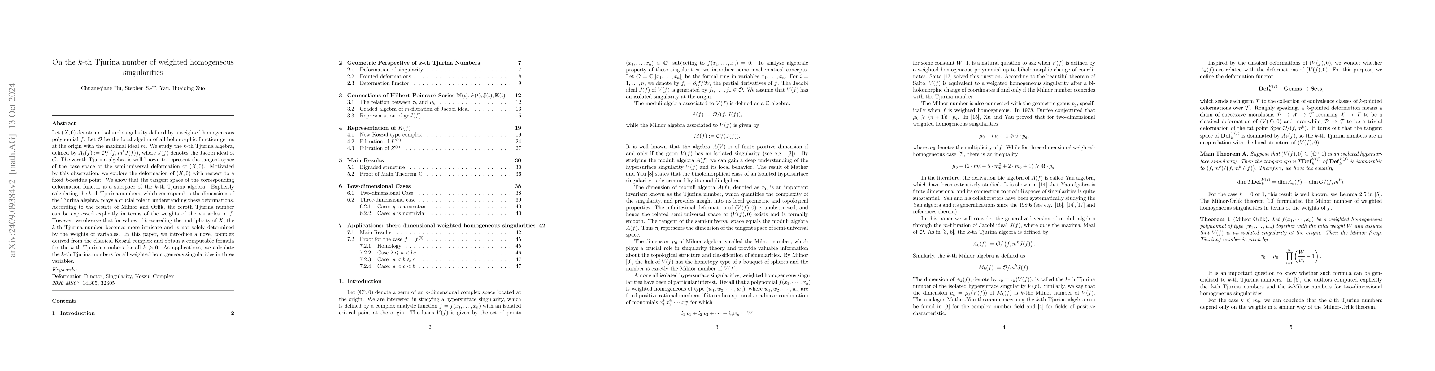 Thumbnail for On the $k$-th Tjurina number of weighted homogeneous singularities