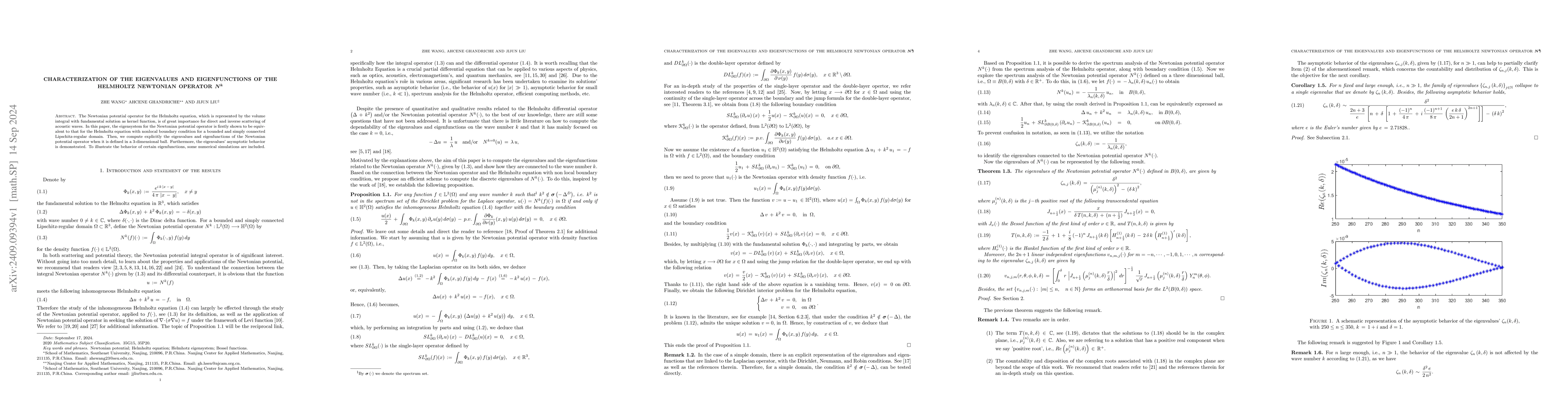 Thumbnail for Characterization of the Eigenvalues and Eigenfunctions of the Helmholtz
  Newtonian operator N^k