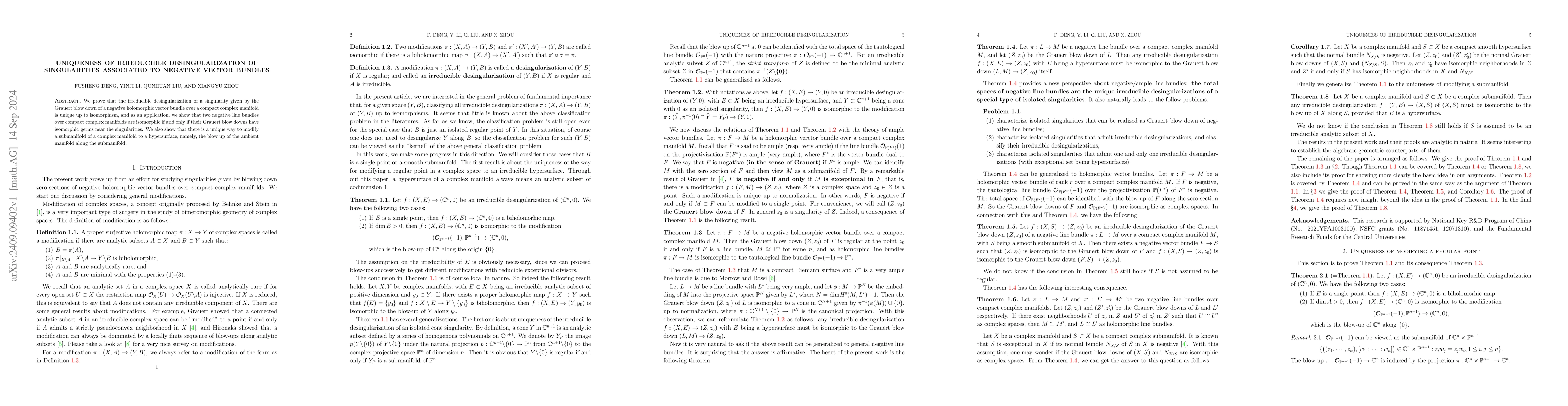 Thumbnail for Uniqueness of irreducible desingularization of singularities associated
  to negative vector bundles
