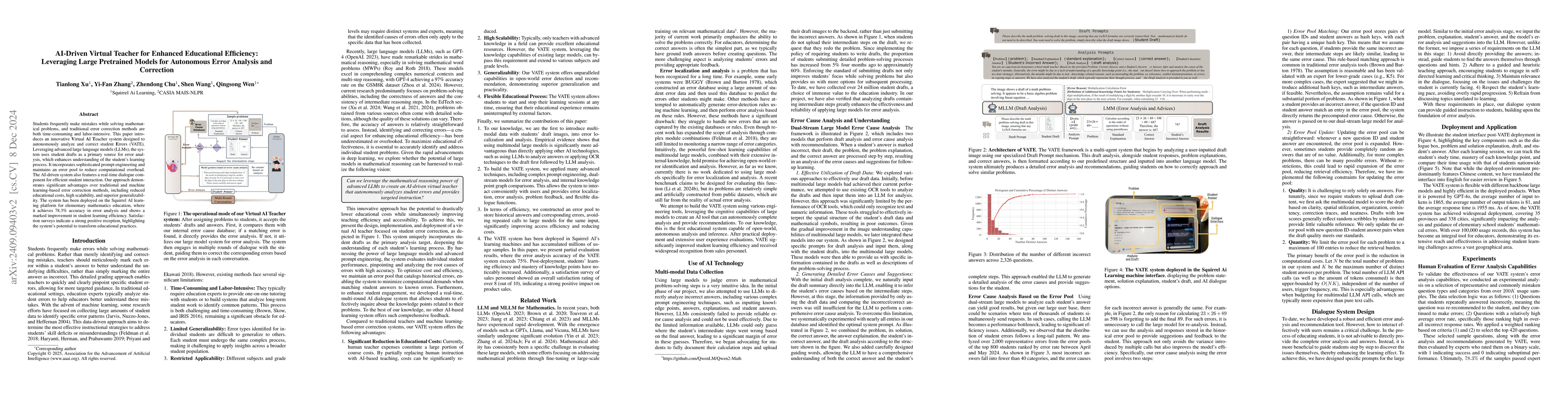 Thumbnail for AI-Driven Virtual Teacher for Enhanced Educational Efficiency:
  Leveraging Large Pretrain Models for Autonomous Error Analysis and Correction