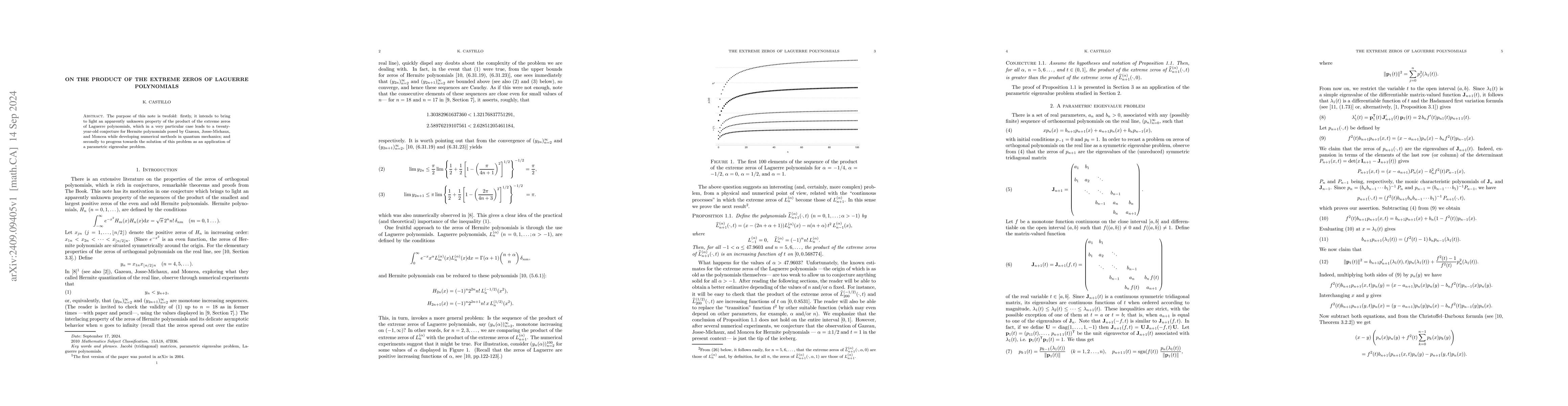 Thumbnail for On the product of the extreme zeros of Laguerre polynomials