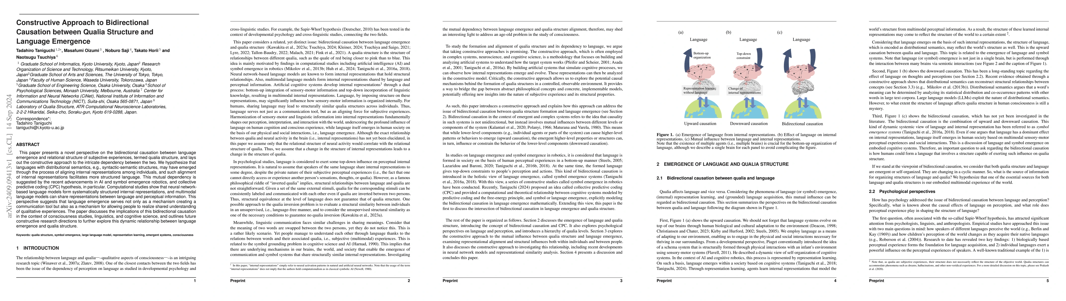 Thumbnail for Constructive Approach to Bidirectional Causation between Qualia
  Structure and Language Emergence