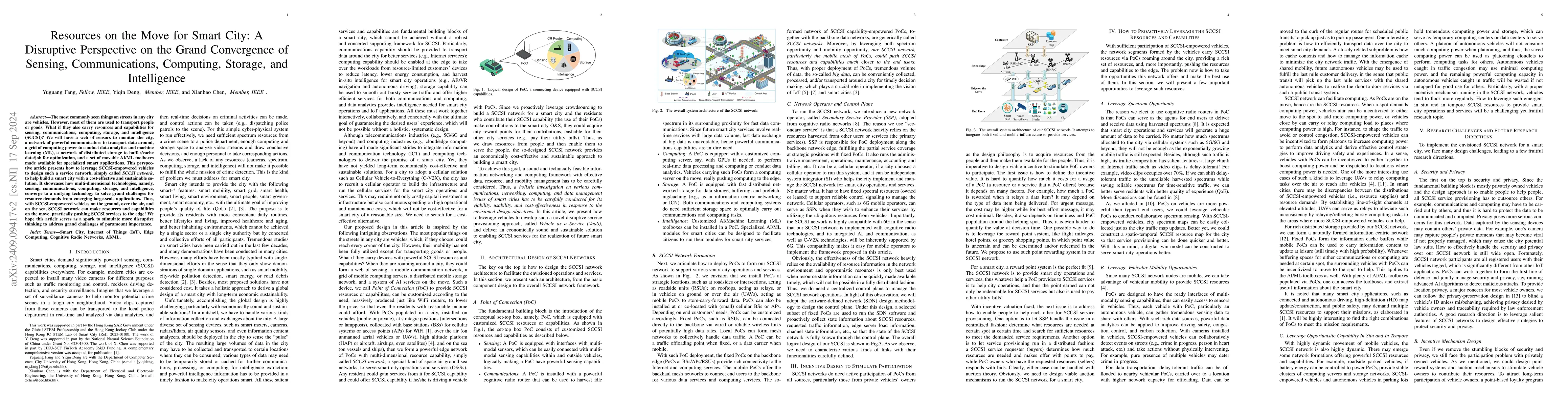 Thumbnail for Resources on the Move for Smart City: A Disruptive Perspective on the
  Grand Convergence of Sensing, Communications, Computing, Storage, and
  Intelligence