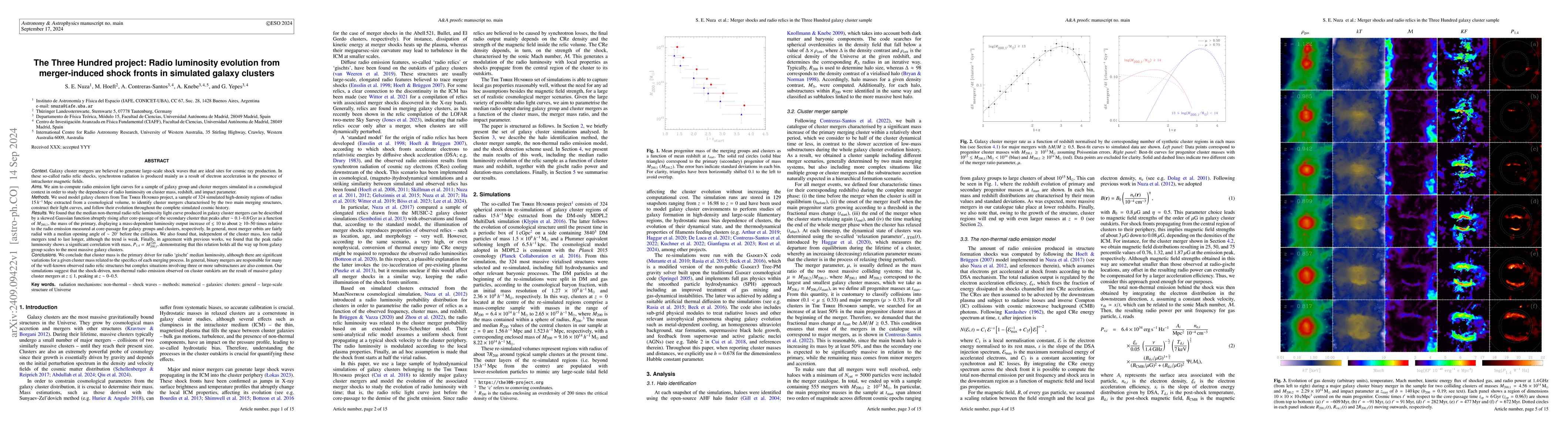 Thumbnail for The Three Hundred project: Radio luminosity evolution from
  merger-induced shock fronts in simulated galaxy clusters