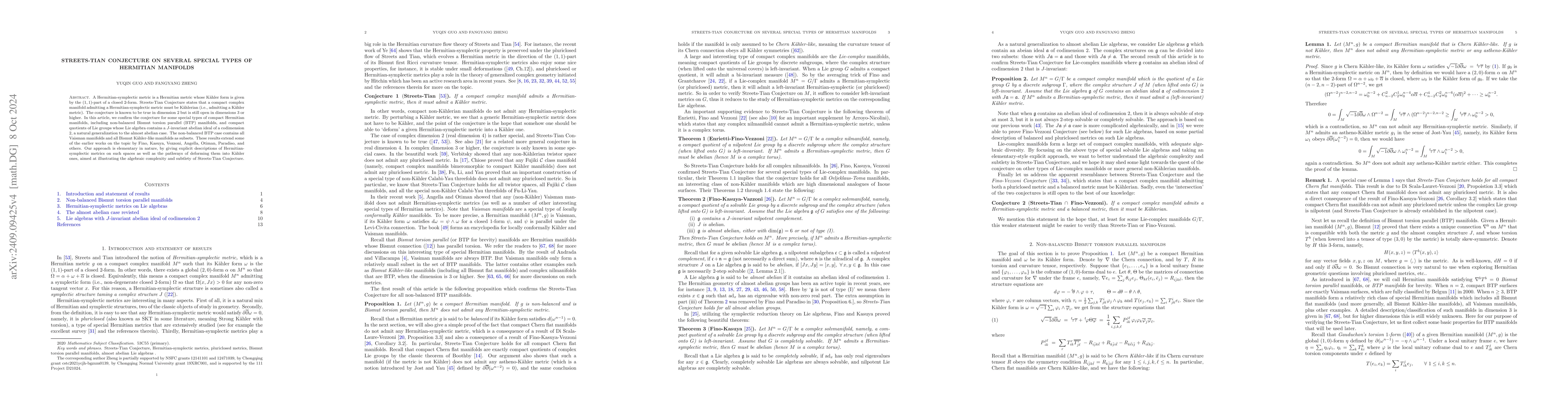 Thumbnail for Streets-Tian Conjecture on several special types of Hermitian manifolds