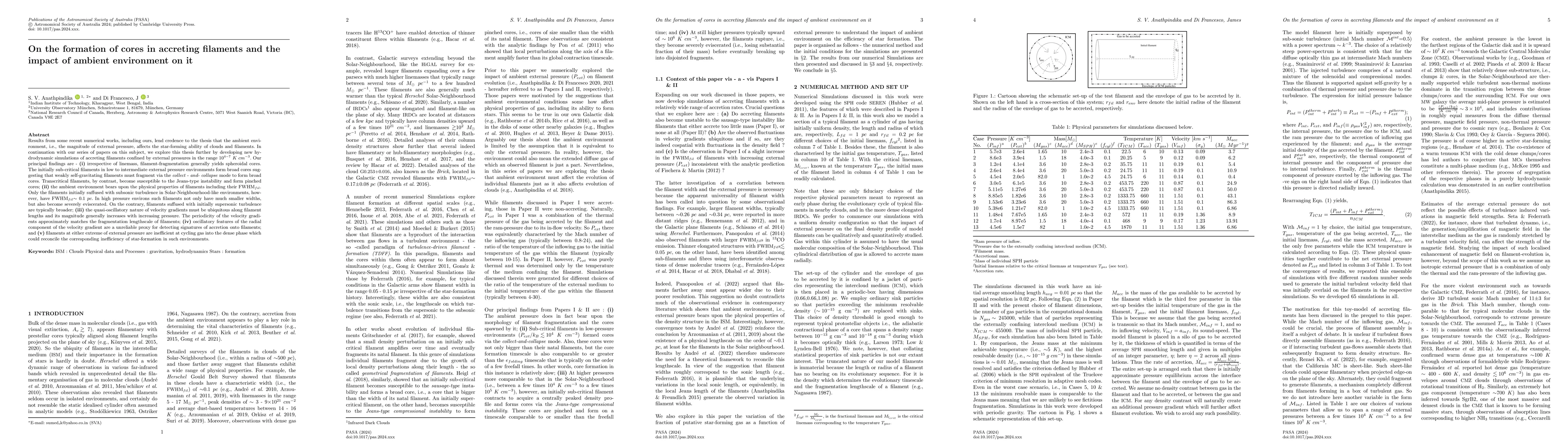Thumbnail for On the formation of cores in accreting filaments and the impact of
  ambient environment on it