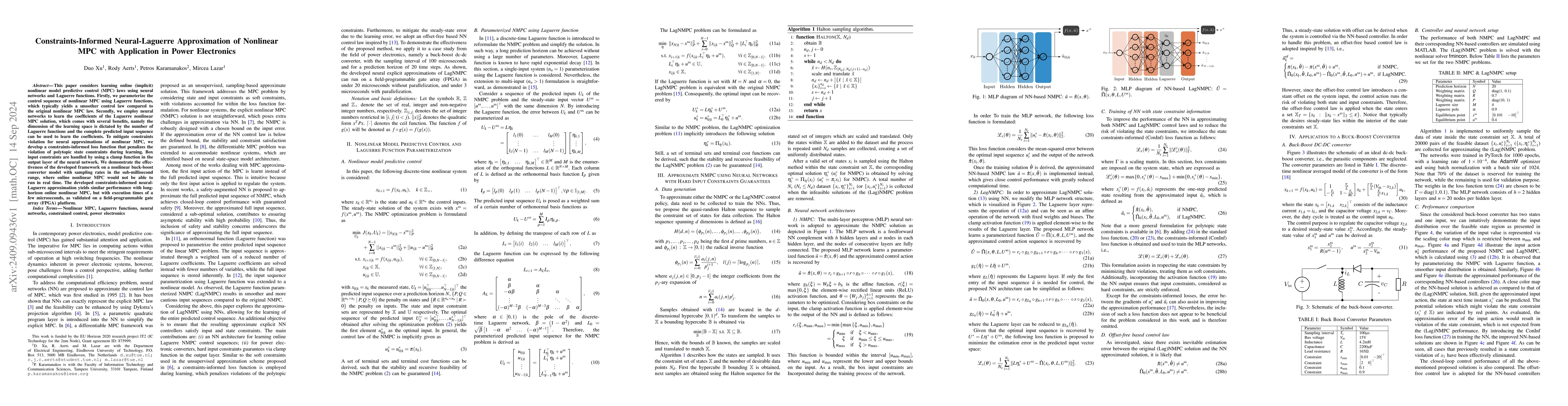 Thumbnail for Constraints-Informed Neural-Laguerre Approximation of Nonlinear MPC with
  Application in Power Electronics