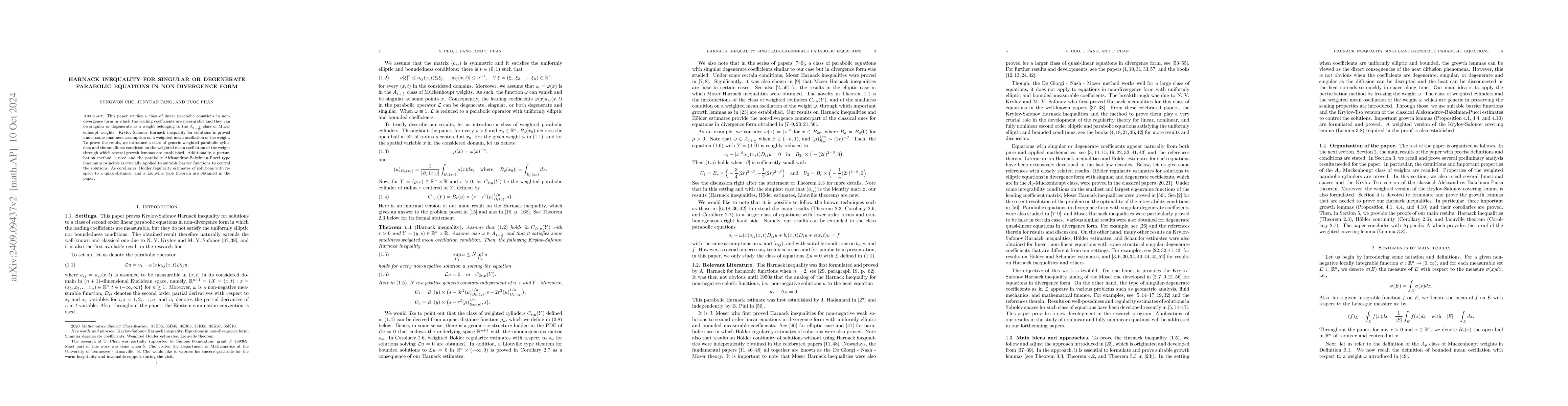 Thumbnail for Harnack inequality for singular or degenerate parabolic equations in
  non-divergence form