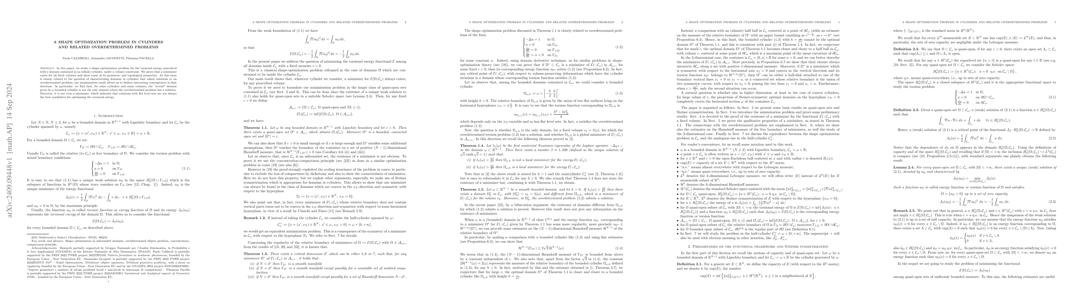 Thumbnail for A shape optimization problem in cylinders and related overdetermined
  problems