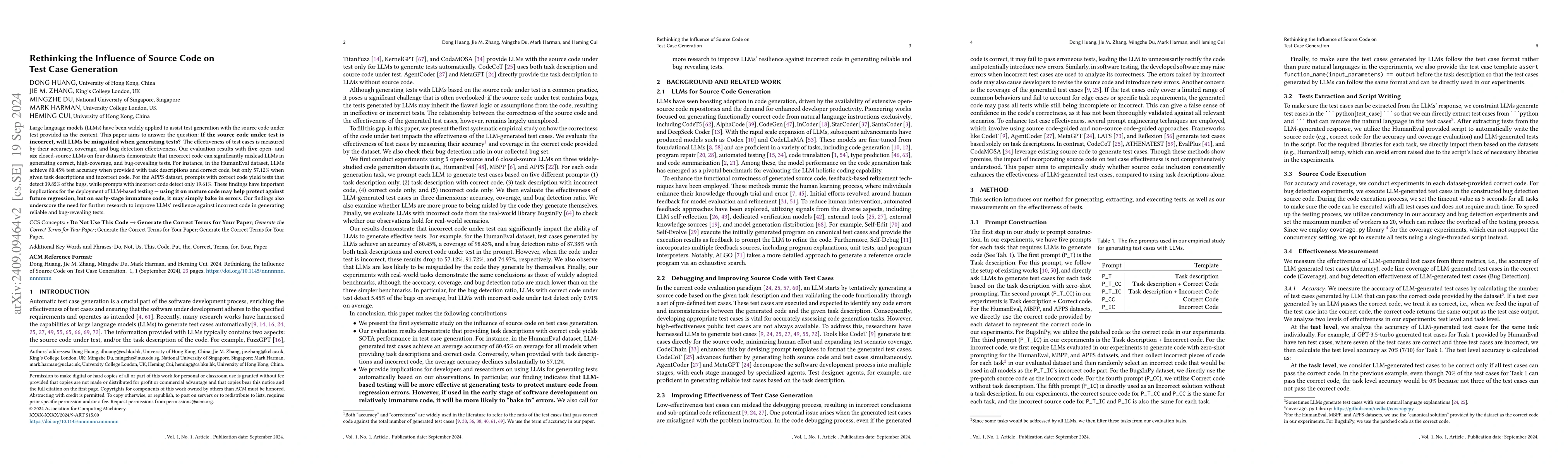 Thumbnail for Rethinking the Influence of Source Code on Test Case Generation