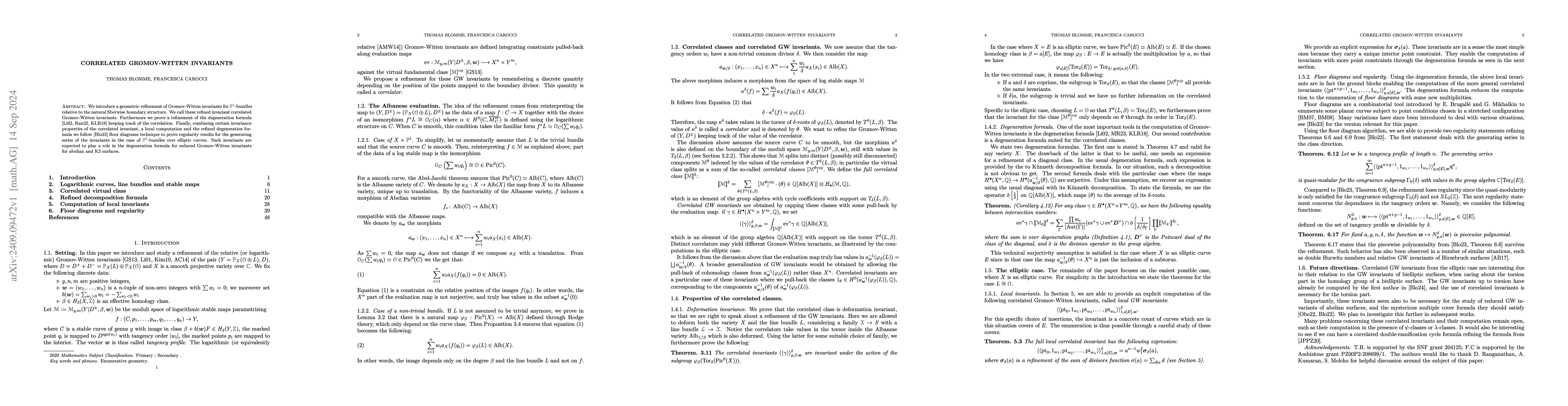 Thumbnail for Correlated Gromov-Witten invariants