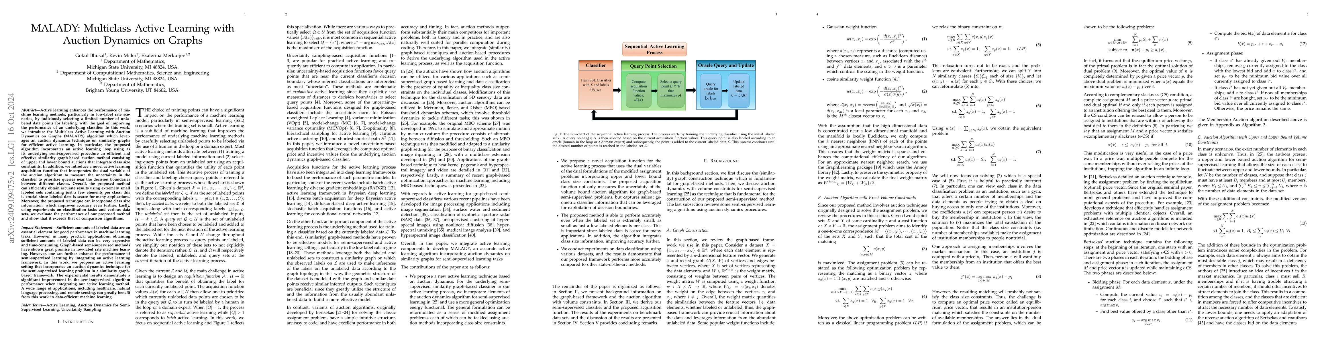 Thumbnail for MALADY: Multiclass Active Learning with Auction Dynamics on Graphs