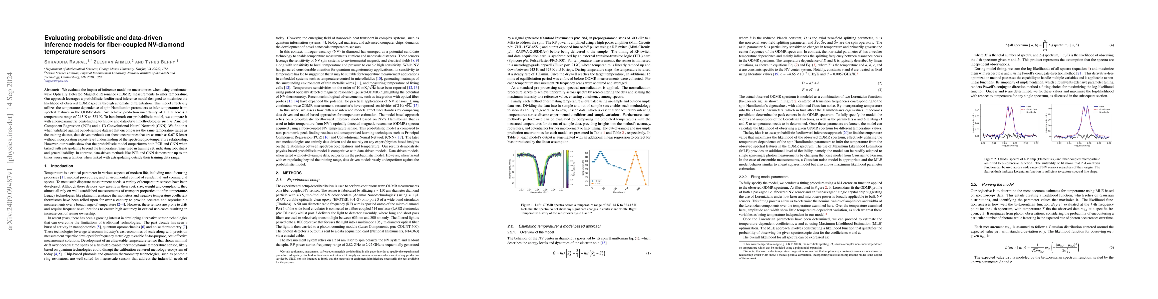 Thumbnail for Evaluating probabilistic and data-driven inference models for
  fiber-coupled NV-diamond temperature sensors
