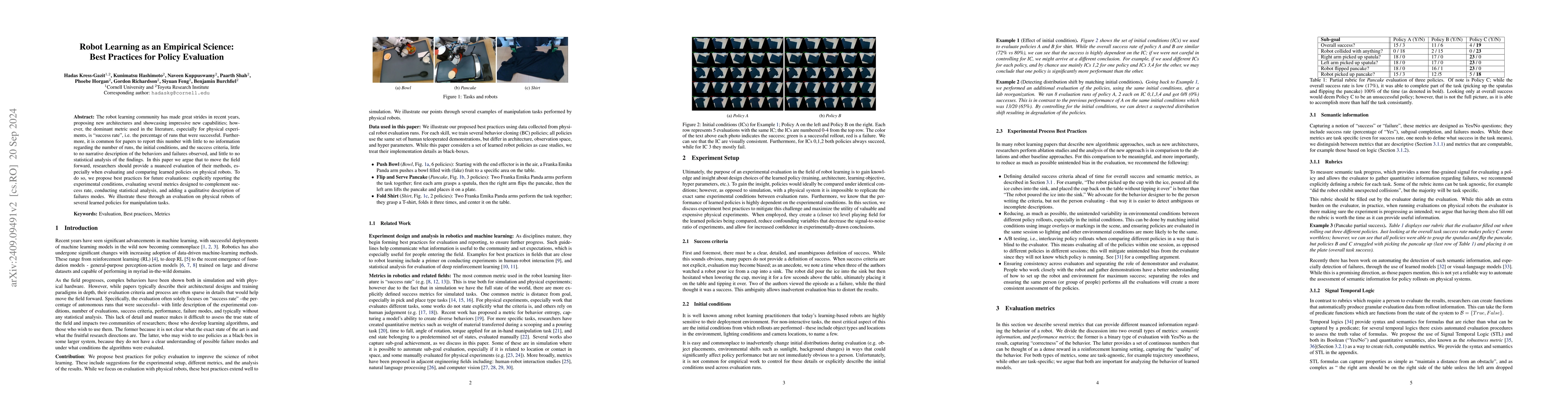 Thumbnail for Robot Learning as an Empirical Science: Best Practices for Policy
  Evaluation