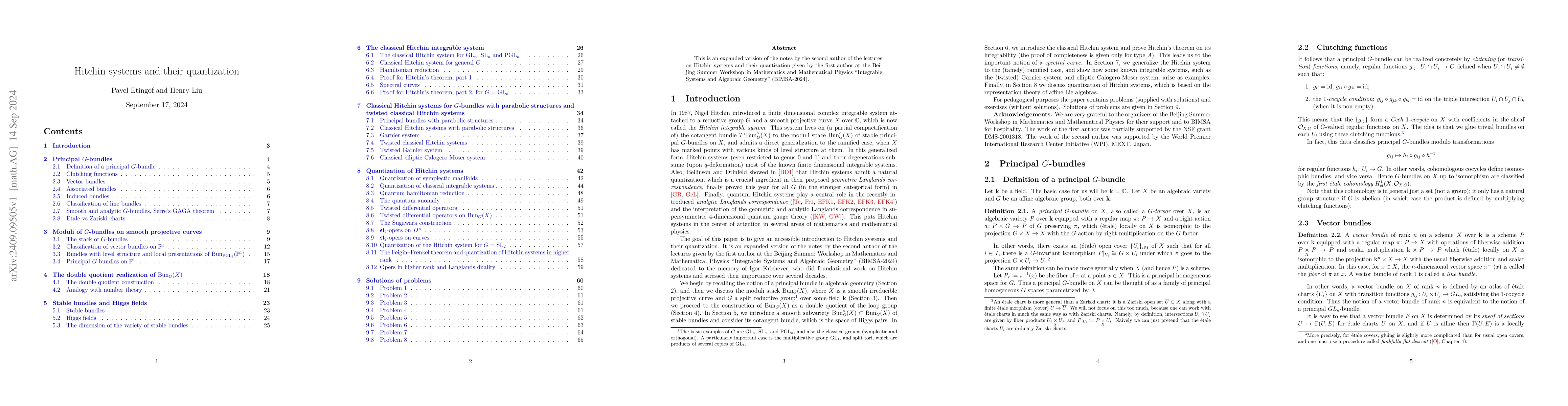 Thumbnail for Hitchin systems and their quantization