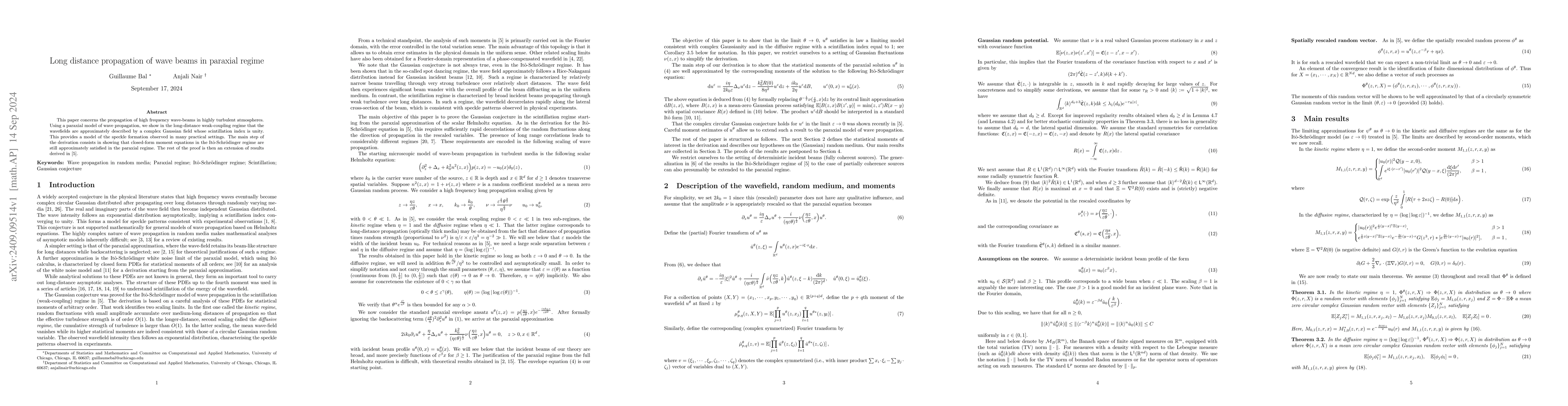 Thumbnail for Long distance propagation of wave beams in paraxial regime