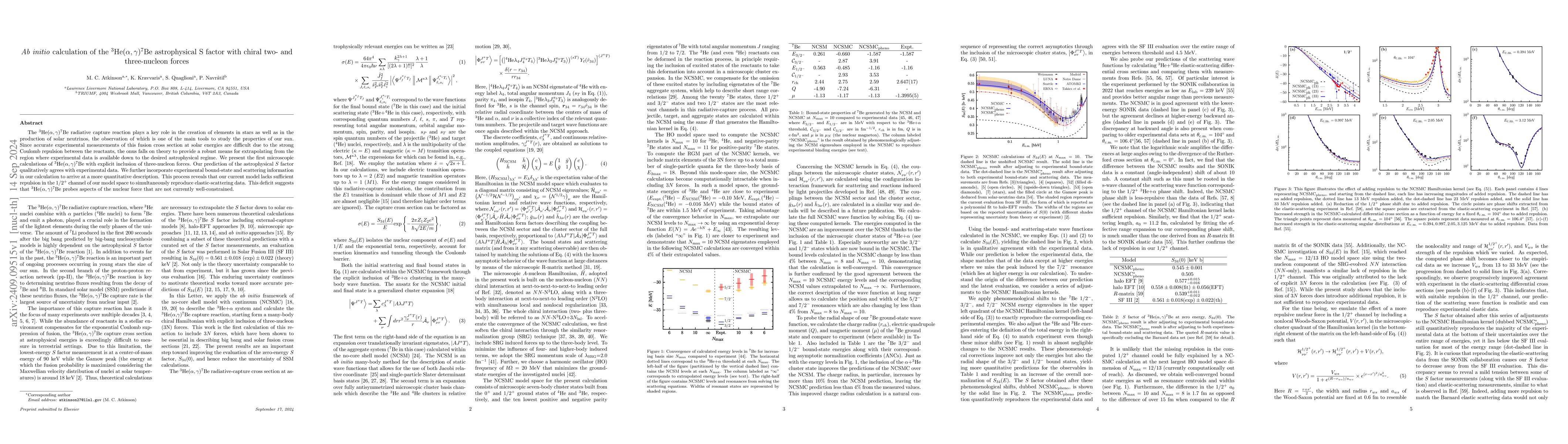 Thumbnail for Ab initio calculation of the $^3$He$(α,γ)^7$Be astrophysical S
  factor with chiral two- and three-nucleon forces