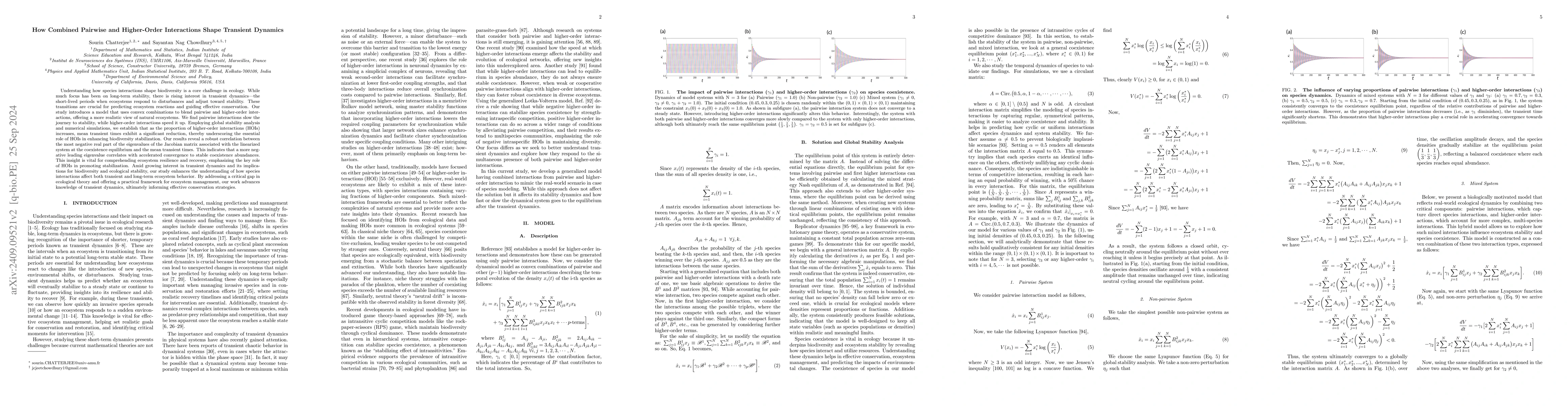 Thumbnail for How Combined Pairwise and Higher-Order Interactions Shape Transient
  Dynamics